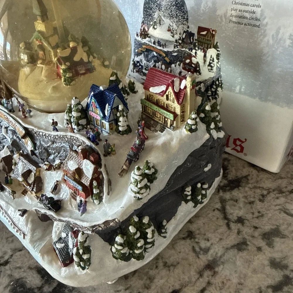 Mr Christmas Holiday Snow Globe Musical Water Globe With Circling Decoration.